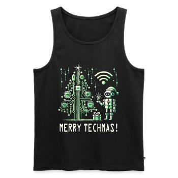 Fröhliche Techmas - Roboter und Schaltkreis-Weihna - Männer Premium Bio Tank Top - Schwarz - Vorne - AI Model Male 178 light (178cm)