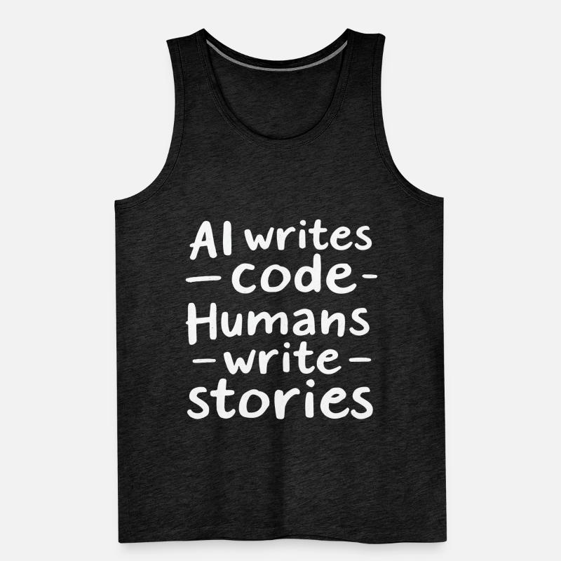 AI Writes Code - Humans Write Stories Men's Premium Organic Tank Top