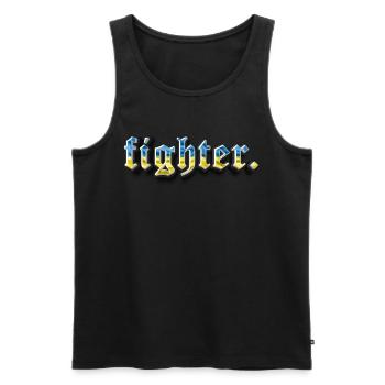 fighter. Ukraine - Men's Premium Organic Tank Top - black - Front - Michal (187cm)