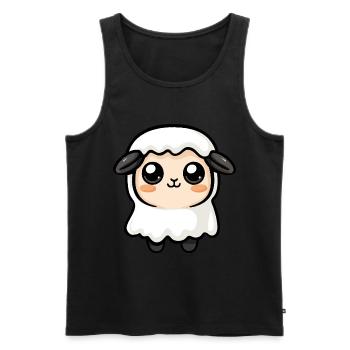 Mouton Halloween Bande dessinée Fantôme - Débardeur bio Premium Homme - noir - Devant - Michal (187cm)