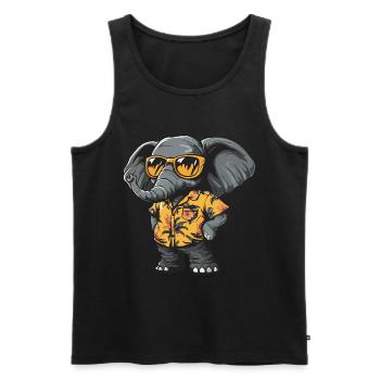 Mammouth Comique Drôle d’été - Débardeur bio Premium Homme - noir - Devant - Michal (187cm)