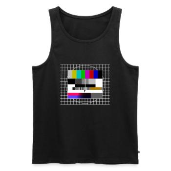 Test photo chemise 90s 80s délai de diffusion rétro - Débardeur bio Premium Homme - noir - Devant - AI Model Male 178 light (178cm)