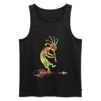 Native American Kokopelli With Feather 1 - Débardeur bio Premium Homme - noir - Devant - AI Model Male 178 light (178cm)
