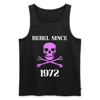 Rebelle depuis 1972 - Débardeur bio Premium Homme - noir - Devant - AI Model Male 178 light (178cm)