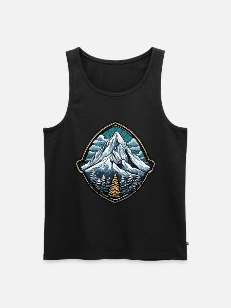 Berge Bergsteiger Symbol - Männer Premium Bio Tank Top - Schwarz