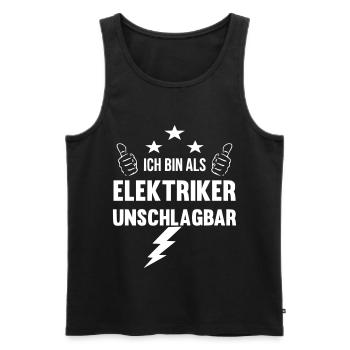 Ich bin als Elektriker unschlagbar - Männer Premium Bio Tank Top - Schwarz - Vorne - Michal (187cm)