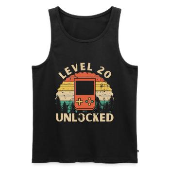 Level 20 freigeschaltet - Männer Premium Bio Tank Top - Schwarz - Vorne - AI Model Male 178 light (178cm)