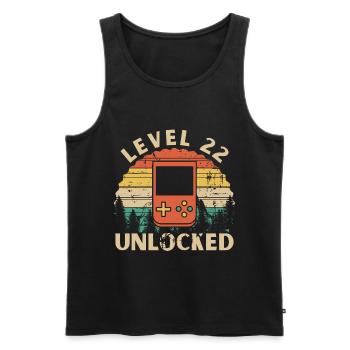 Level 22 Unlocked - Débardeur bio Premium Homme - noir - Devant - AI Model Male 178 light (178cm)