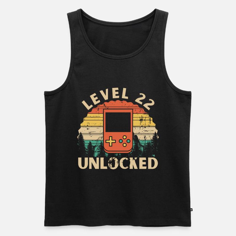 Level 22 freigeschaltet - Männer Premium Bio Tank Top - Schwarz