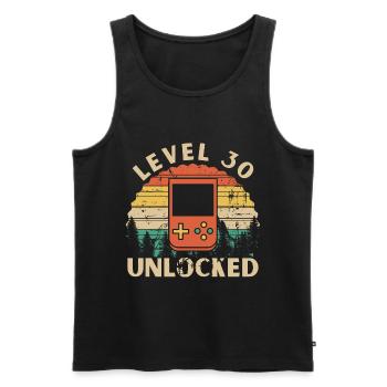 Level 30 freigeschaltet - Männer Premium Bio Tank Top - Schwarz - Vorne - AI Model Male 178 light (178cm)