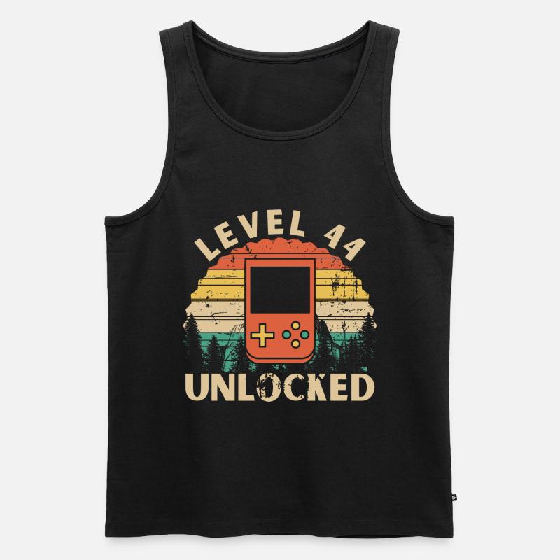 Level 44 freigeschaltet - Männer Premium Bio Tank Top - Schwarz
