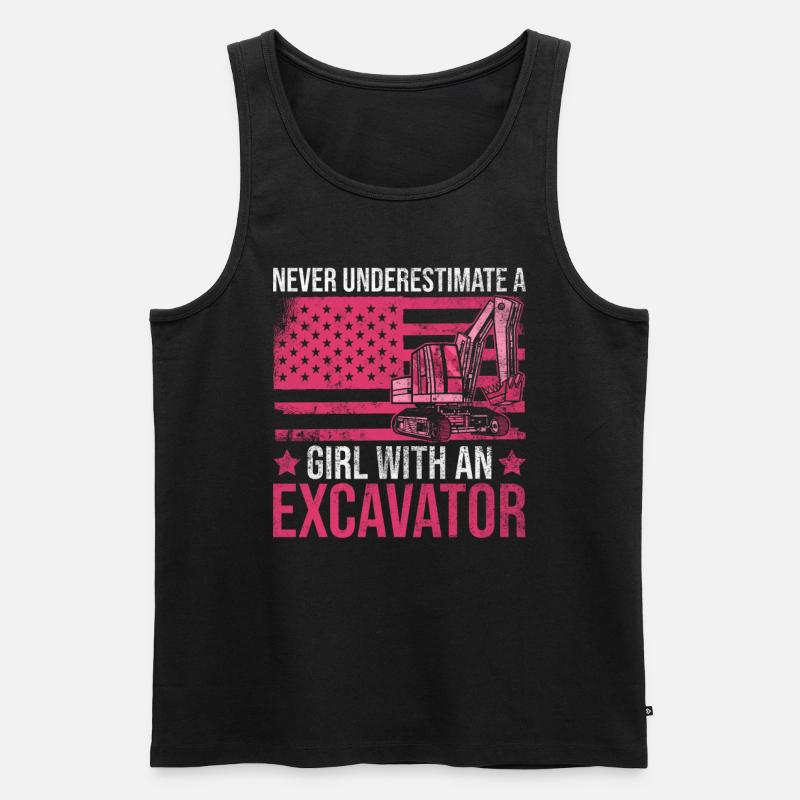 Bagger Mädchen Frau Baggerfahrer - Männer Premium Bio Tank Top - Schwarz