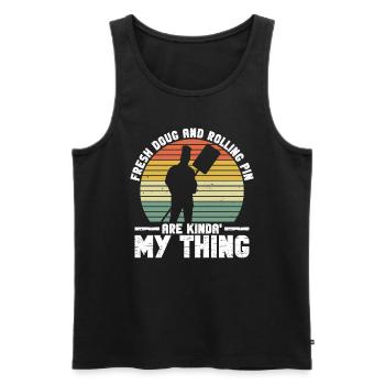 Pizzabäcker Pizza Pizzaolo Pizza Backen - Men's Premium Organic Tank Top - black - Front - AI Model Male 178 light (178cm)