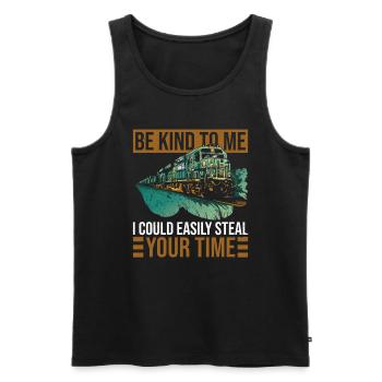 Eisenbahnlokarbeiter Und - Men's Premium Organic Tank Top - black - Front - AI Model Male 178 light (178cm)