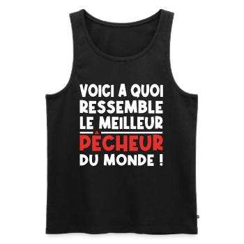 voici a quoi ressemble Le meilleur pêcheur - Débardeur bio Premium Homme - noir - Devant - AI Model Male 178 light (178cm)