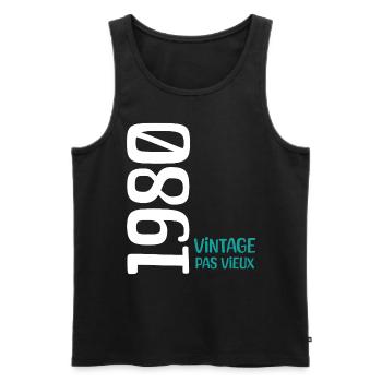 Anniversaire 1980 vintage 1980 - Débardeur bio Premium Homme - noir - Devant - Michal (187cm)