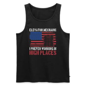 Patriotisches Aufzugsmechanik-design Für - Débardeur bio Premium Homme - noir - Devant - AI Model Male 178 light (178cm)