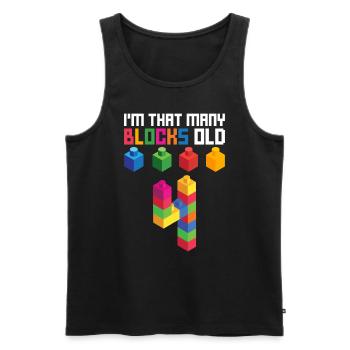 Blockgebäude Geburtstagsdesign Für 4 Jahre Junge - Men's Premium Organic Tank Top - black - Front - AI Model Male 178 light (178cm)