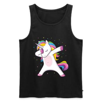 Dabbing Licorne Idée cadeau Dabbing Unicorn - Débardeur bio Premium Homme - noir - Devant - AI Model Male 178 light (178cm)