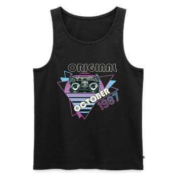 Vintage 1987 35 Cadeau Anniversaire Rétro Cassette - Débardeur bio Premium Homme - noir - Devant - Michal (187cm)
