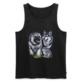 Wolfsspitz mit Wolf und Hase - Männer Premium Bio Tank Top - Schwarz - Vorne - Michal (187cm)