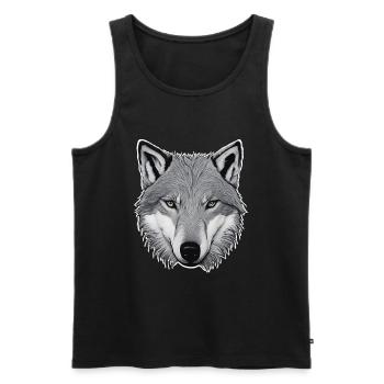 Wolf - Männer Premium Bio Tank Top - Schwarz - Vorne - AI Model Male 178 light (178cm)