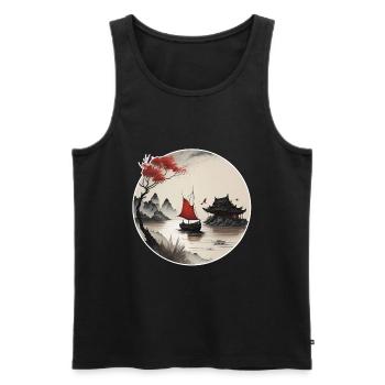 Asian landscape - Men's Premium Organic Tank Top - black - Front - AI Model Male 178 light (178cm)