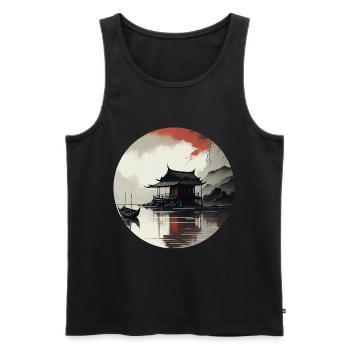 Asian landscape - Men's Premium Organic Tank Top - black - Front - AI Model Male 178 light (178cm)