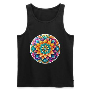 Flower Power Mandala - Männer Premium Bio Tank Top - Schwarz - Vorne - AI Model Male 178 light (178cm)