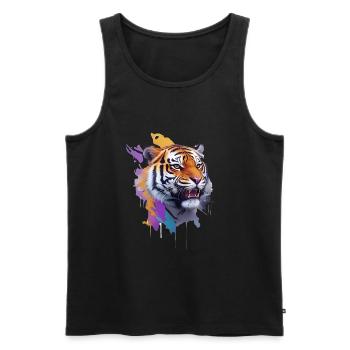 sticker tiger - Männer Premium Bio Tank Top - Schwarz - Vorne - AI Model Male 178 light (178cm)