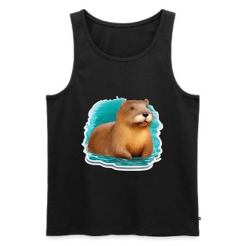 Beaver cute - Men's Premium Organic Tank Top - black - Front - Michal (187cm)