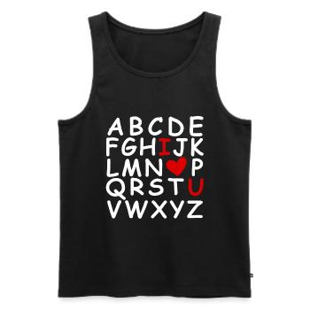Alphabet ABC I Love You Valentines Day Heart - Débardeur bio Premium Homme - noir - Devant - Michal (187cm)