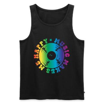 Music makes me happy Vinyl - Men's Premium Organic Tank Top - black - Front - Michal (187cm)