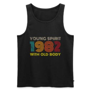 Millésime 1982 - Débardeur bio Premium Homme - noir - Devant - AI Model Male 178 light (178cm)