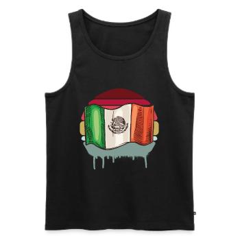 Mexico Retro Flagge - Männer Premium Bio Tank Top - Schwarz - Vorne - Michal (187cm)