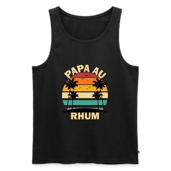 Rigolo Alcool Fete des Père Papa Au Rhum - Débardeur bio Premium Homme - noir - Devant - Michal (187cm)