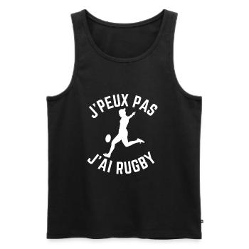 J'Peux Pas J'ai Rugby Drôle Rugbyman - Débardeur bio Premium Homme - noir - Devant - Michal (187cm)