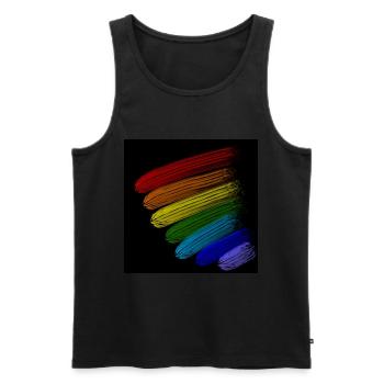 Regenbogen-Streifen - Männer Premium Bio Tank Top - Schwarz - Vorne - Michal (187cm)