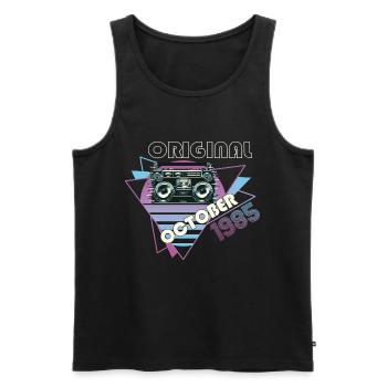 Vintage 1985 37 Cadeau Anniversaire Rétro Cassette - Débardeur bio Premium Homme - noir - Devant - Michal (187cm)