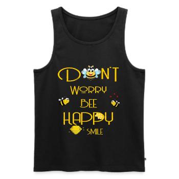 Don't worry bee happy smile yellow - Men's Premium Organic Tank Top - black - Front - Michal (187cm)