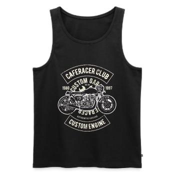 CAFERACER CLUB MOTO GARAGE RÉTRO VINTAGE MOTIF - Débardeur bio Premium Homme - noir - Devant - Michal (187cm)