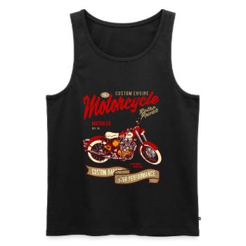 RÉTRO POWER MOTO CAFERACER BIKER RIDER MOTIF - Débardeur bio Premium Homme - noir - Devant - Michal (187cm)