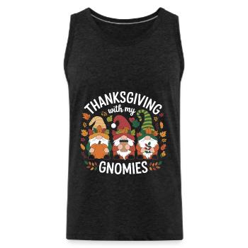 Thanksgiving mit meinen Gnomies Lustiges Shirt - Männer Premium Bio Tank Top - Anthrazit - Vorne - Alexander (188cm)