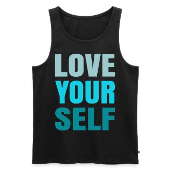 Love Yourself Positive Self Love Apparel - Men's Premium Organic Tank Top - black - Front - AI Model Male 178 light (178cm)