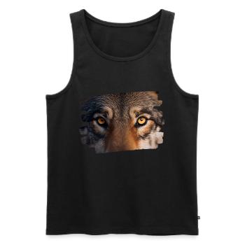 Wolfsgesicht / Wolfskopf / Wolfslook - Männer Premium Bio Tank Top - Schwarz - Vorne - AI Model Male 178 light (178cm)