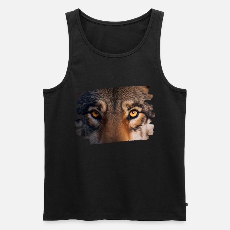 Wolfsgesicht / Wolfskopf / Wolfslook - Männer Premium Bio Tank Top - Schwarz