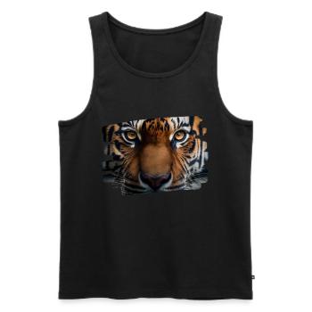 Tigergesicht / Tigerkopf - Männer Premium Bio Tank Top - Schwarz - Vorne - Michal (187cm)