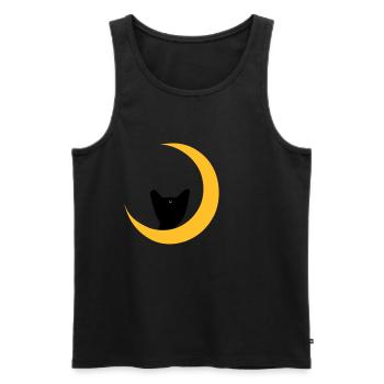 chat de lune - Débardeur bio Premium Homme - noir - Devant - Michal (187cm)