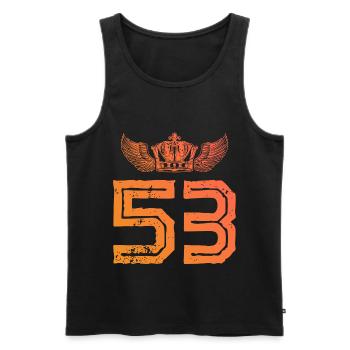 53 Zahl Krone - Männer Premium Bio Tank Top - Schwarz - Vorne - Michal (187cm)