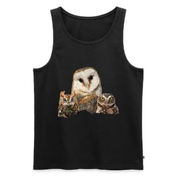 Scops Eule, kleine Eule und Eule - Männer Premium Bio Tank Top - Schwarz - Vorne - AI Model Male 178 light (178cm)